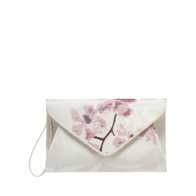 Ivory floral print envelope clutch bag